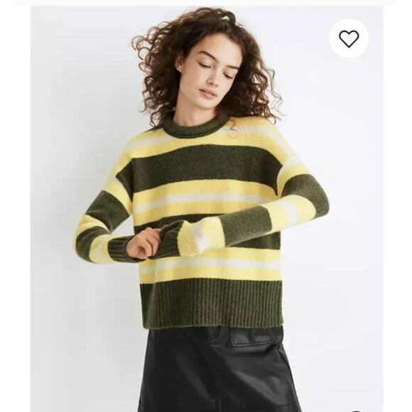 **NWT Madewell Green/Yellow/ White Striped Fulton Pullover Sweater - SIZE M - Picture 8 of 8